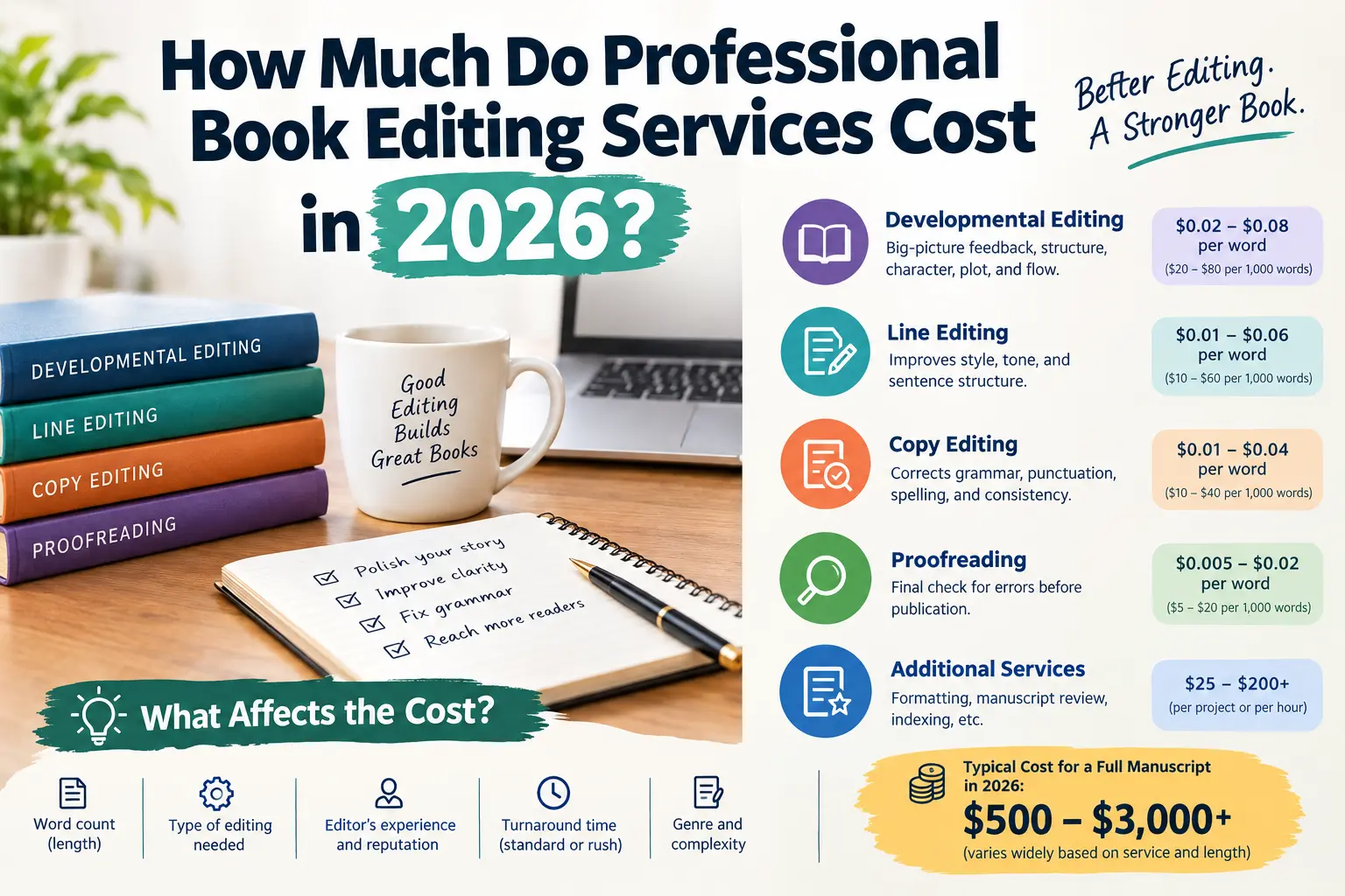 How Much Do Professional Book Editing Services Cost in 2026?