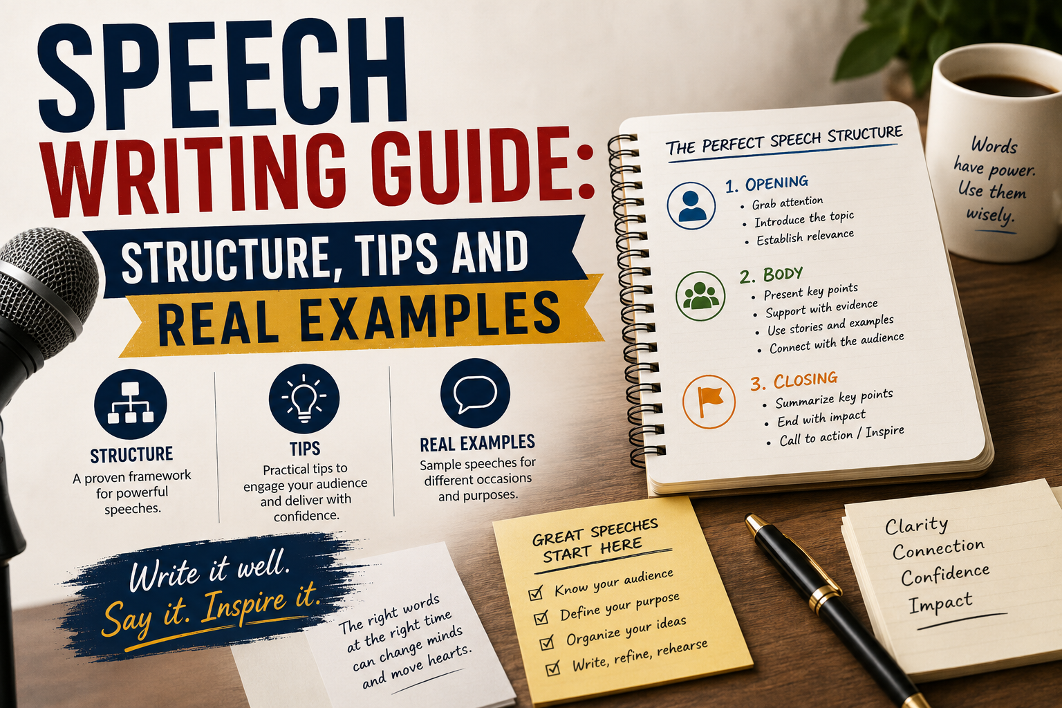 Speech Writing Guide: Structure, Tips and Real Examples
